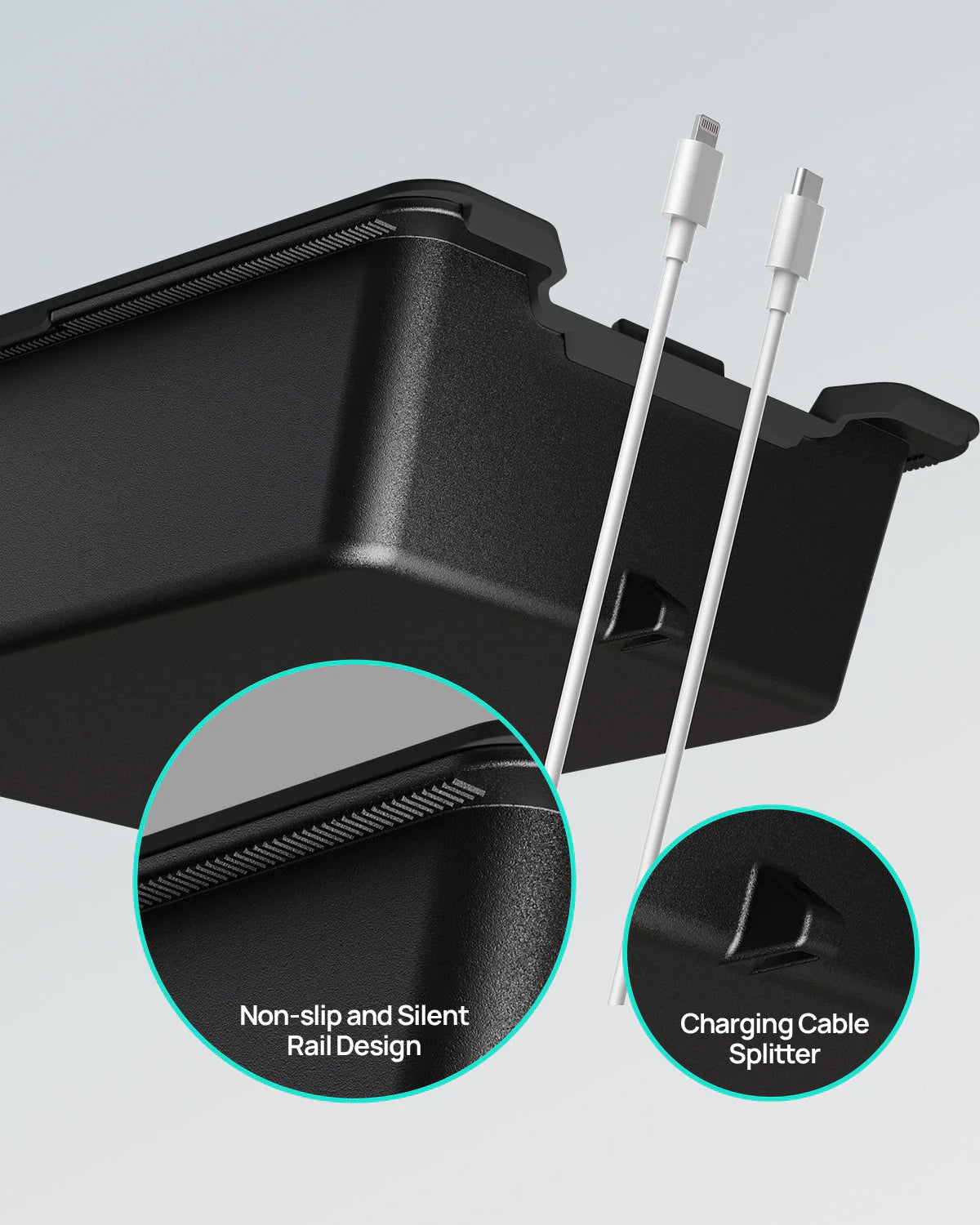 Organizador Consola Central Para Tesla Model Y/Model 3 (2021-2024) - Set De 3 Piezas Con Bandejas Y Diseño Fibra Carbono